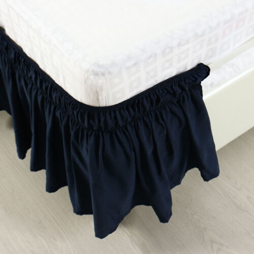 Bettrock aus Polyester, marineblau, 38 cm Fallhöhe, Queen-Size 2