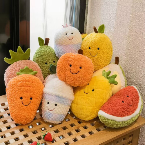 Mini-Frucht-Plüschtiere, bunte, weiche Stofftiere, 6 Stück 2