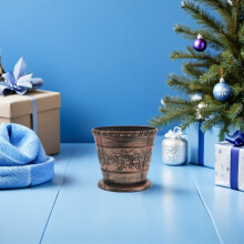 Support pour sapin de Noël en plastique marron foncé, motif festif