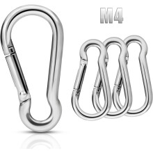 4 Stück Karabinerhaken aus Edelstahl 304, M4, 1,6 Zoll