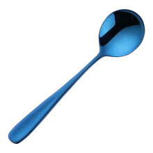 Cuchara redonda de acero inoxidable 304 azul, 18 cm