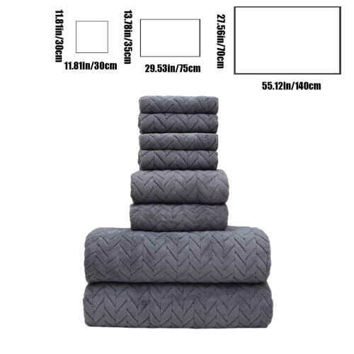Ensemble de serviettes de bain Elainilye noir 8 pièces 2