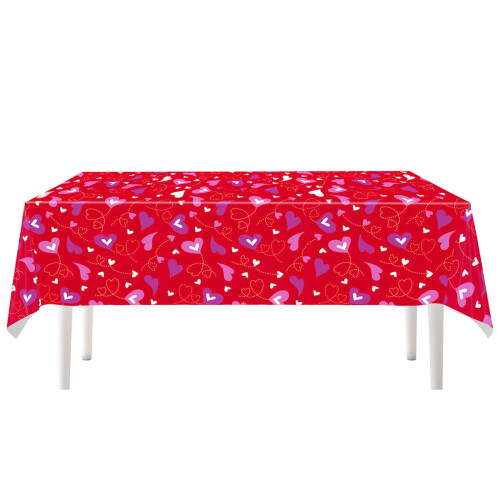 Nappe jetable à cœurs roses 72 x 54 pouces