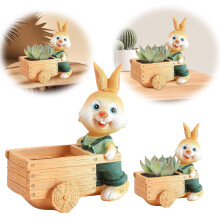 Maceta de resina con forma de conejo para suculentas, de sobremesa.