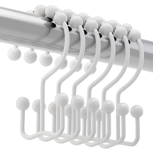Duschvorhanghaken, rostfreies Metall, 12er-Pack, weiß