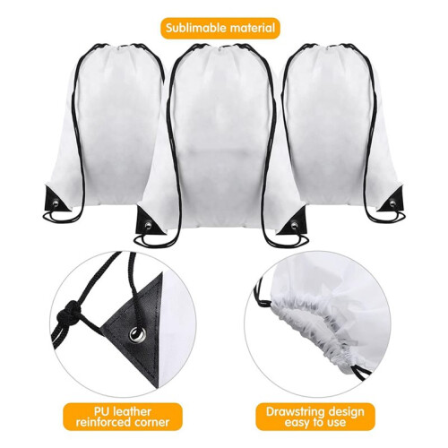 75 Pcs Sublimation Drawstring Bags Bulk White Blank Drawstring Backpacks Reusable Gym Sport Sinch Sack Backpack 2