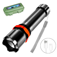 Wiederaufladbare LED-Taschenlampe mit Teleskopzoom (1 Stück)