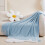 Soft Knitted Blanket with Fringe Blue 180x130cm 6