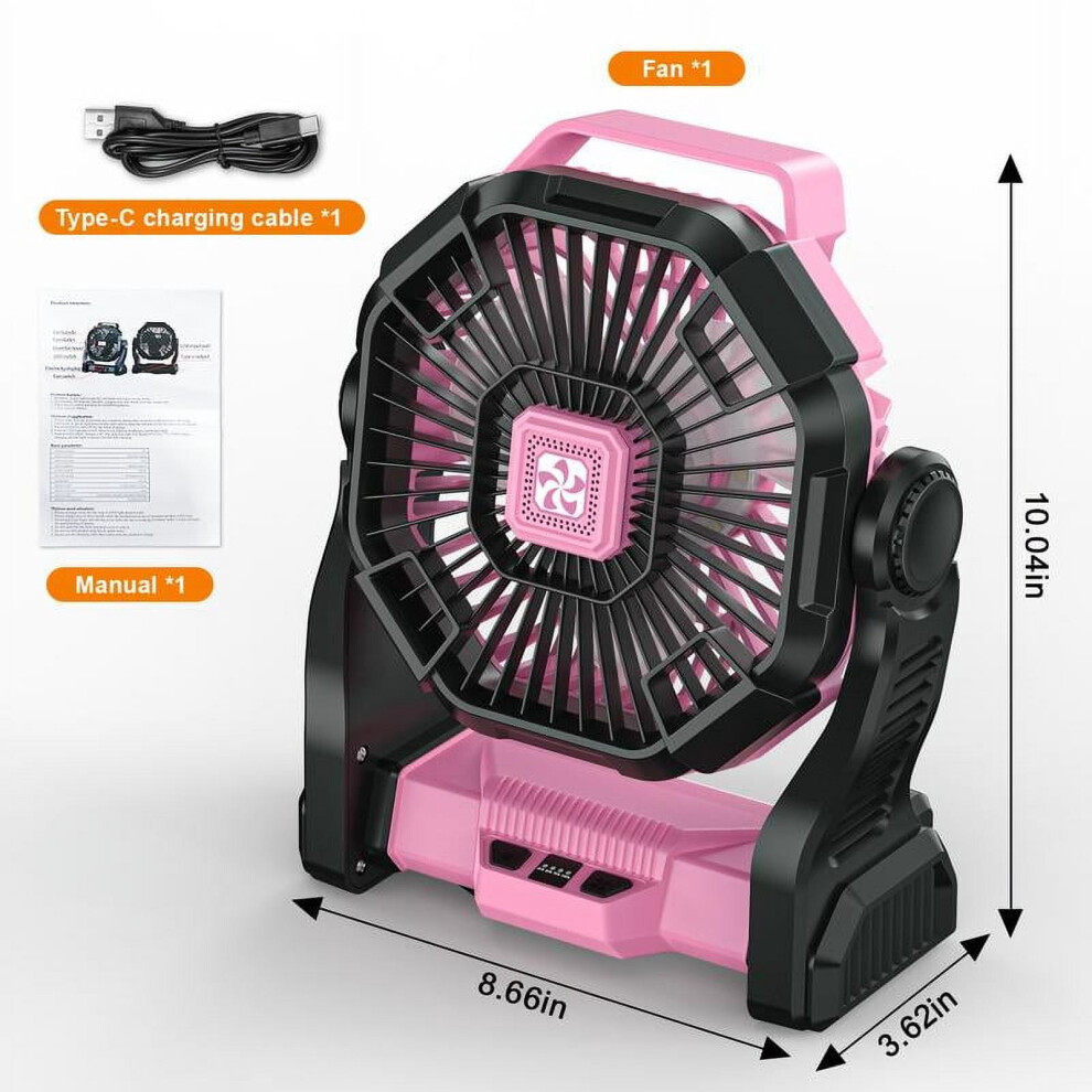 20000Mah Portable Camping Fan With Led And Phone Light 974856746392