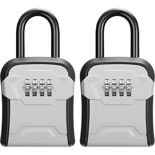 Grå låslåda väggmonterad bärbar 2-pack