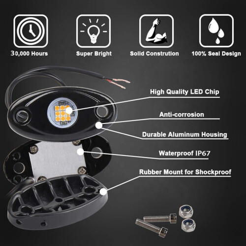 Kit de 4 lampes LED vertes pour rochers, étanches, 12 V 1