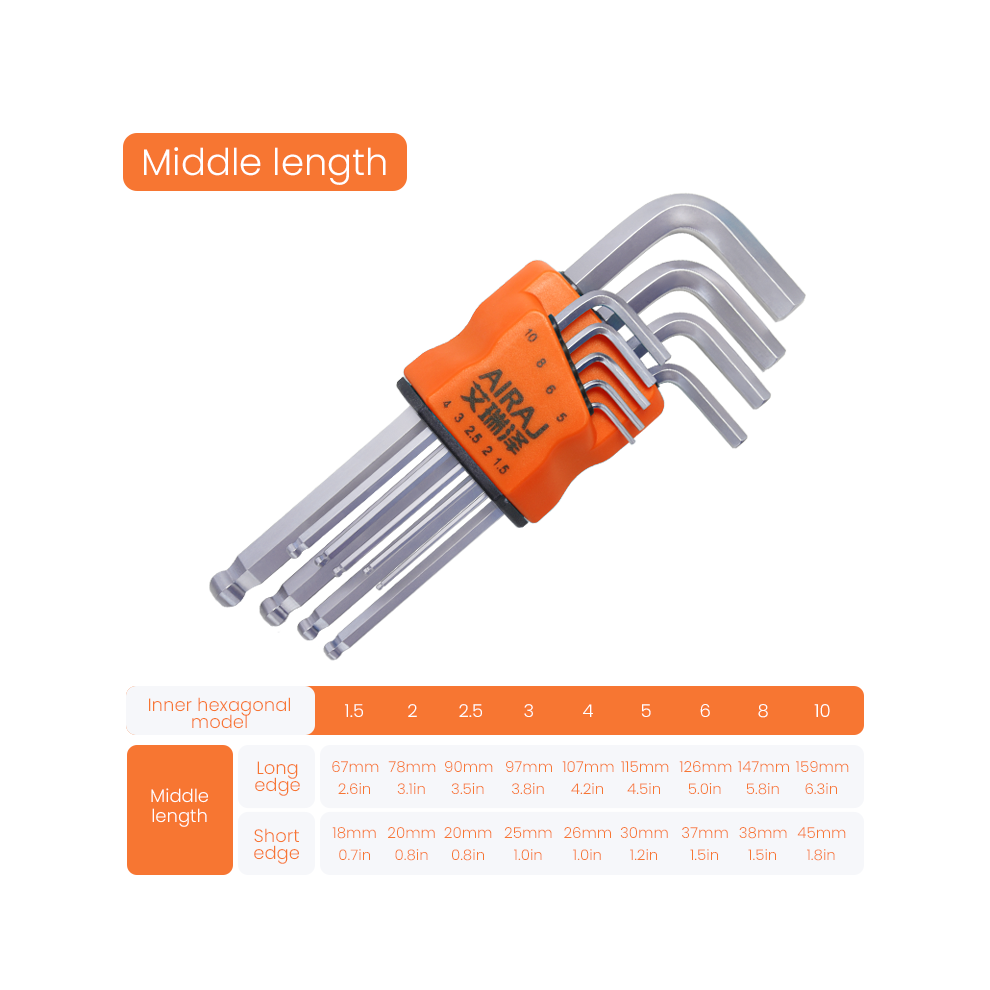 Allen Wrench Set Hex Key Short Arm 12-Piece 974856740178