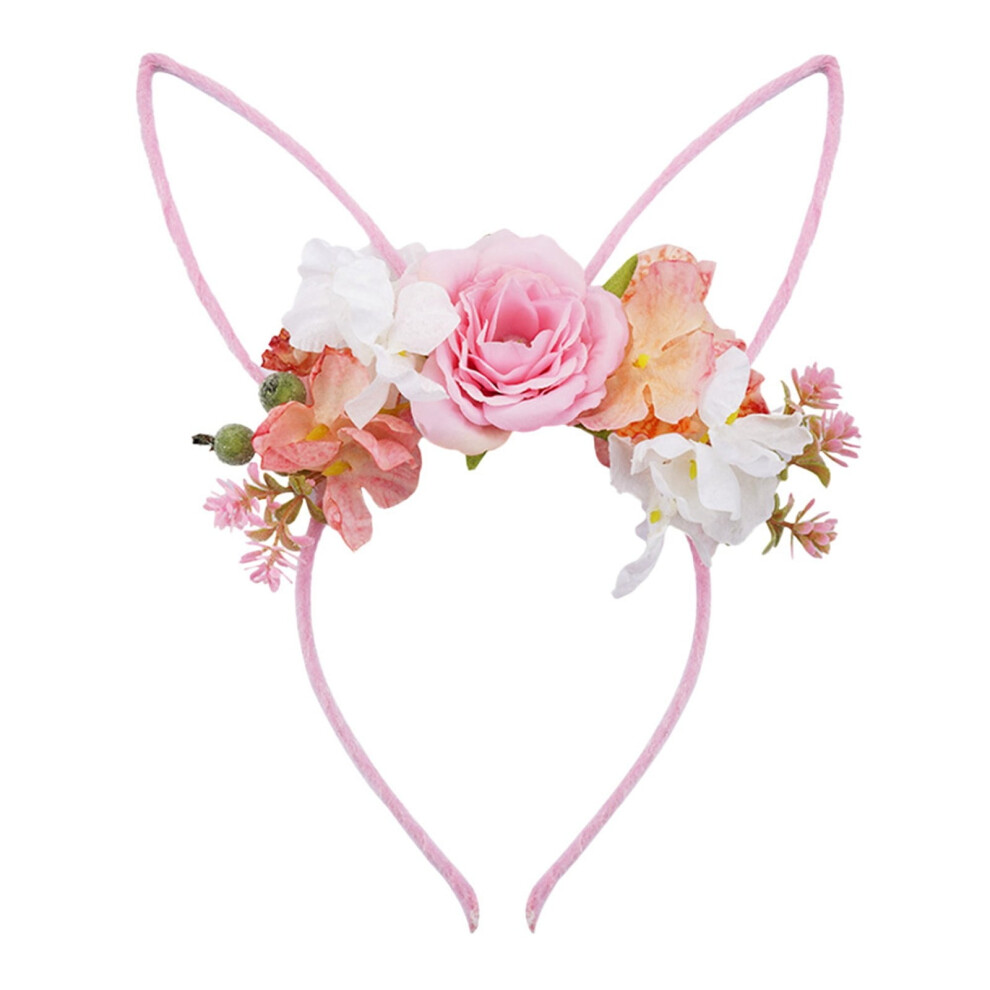 Rabbit Ear Headband Floral Bunny Ears Hairband 1pc