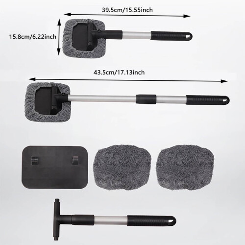 Windshield Cleaner Kit with Microfiber Pads and Extendable 2