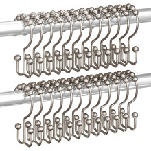 Crochets de rideau de douche en métal nickelé antirouille, lot de 24