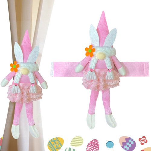 Rabbit Curtain Tiebacks Hand-Knitted Spring Decor 2PCS 1