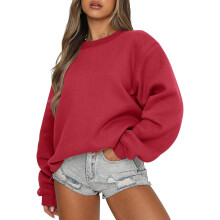 Women's long sleeve fleece sweatshirt crewneck loose fit