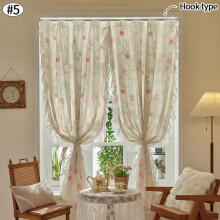 Vintage Rustic Farmhouse Side Curtains Floral Print 2-Piece