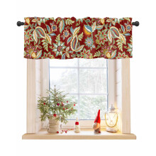 Vintage Paisley Floral Valance Curtains Red 54x18 in Rod