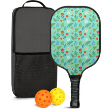 Floral Fiberglass Pickleball Paddles Set 2 pcs with 2 balls