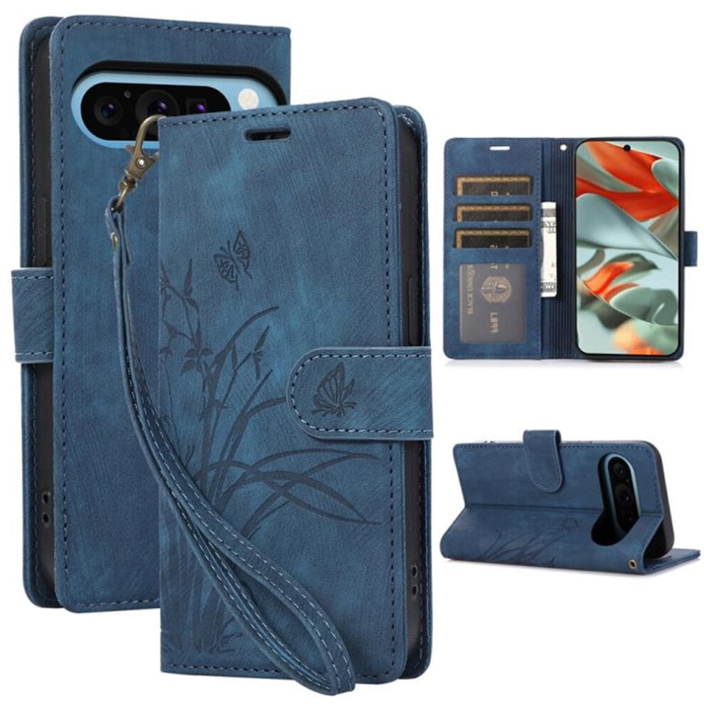 Leather Flip Wallet Case For Google Pixel 9 Pro Xl Blue 9558830514903