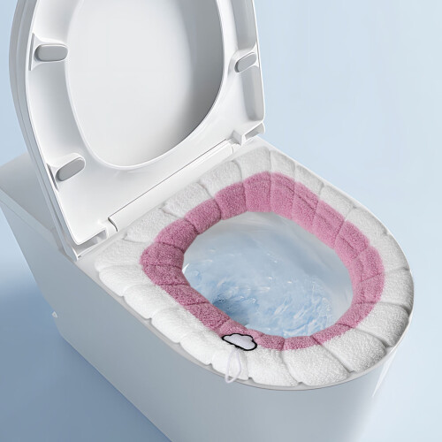 Housse de siège de toilette bicolore en maille douce avec poignée (1 pièce) 2
