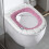 Housse de siège de toilette bicolore en maille douce avec poignée (1 pièce) 4