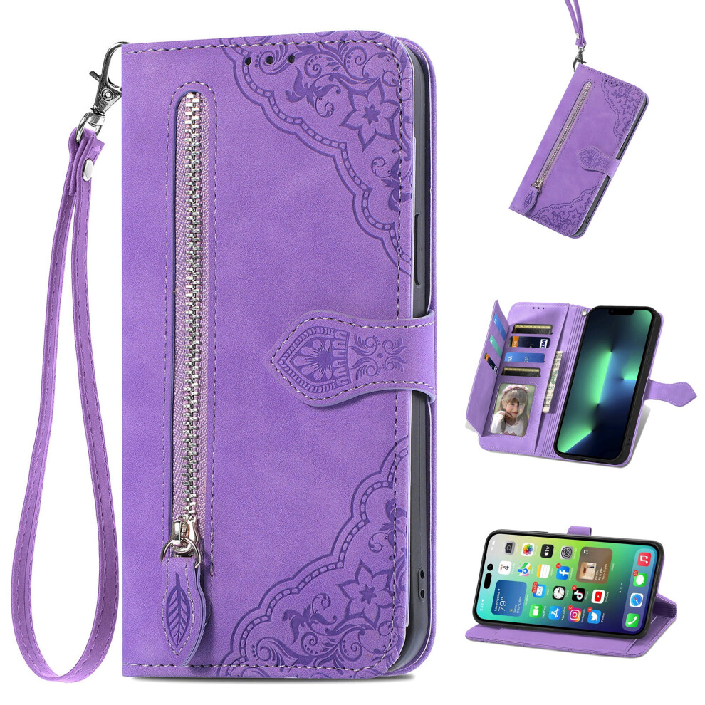 Iphone 11 Wallet Case Pu Leather Magnetic Flip Purple 9087558878498