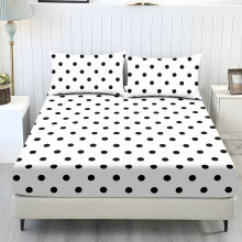 Cooling Polyester Sheet Set Twin XL White Black Polka Dot