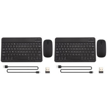 2X Ultra-Thin Silent Wireless Keyboard and Mouse Set Suitable for Tablet Notebook Keyboard Black