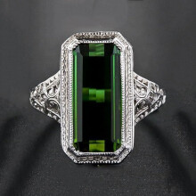 925 Sterling Silver Emerald Band Ring