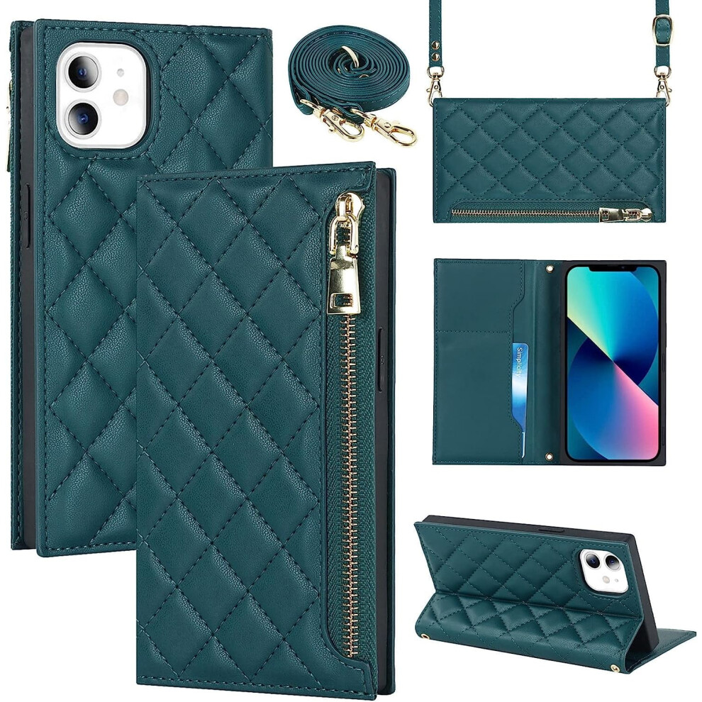 Iphone 11 Crossbody Wallet Case Pu Leather Dark Green 9558830530866