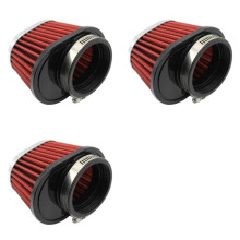 3Pcs Universal Round Tapered Car Motorcycle Air Filter 51mm 2 Inch Intake Filter-Red