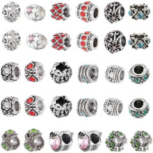 Alloy Rhinestone Spacer Beads 15 Styles Large Hole