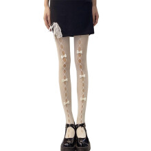 Black Women's Lolita Tights with Bows and Gothic Lace