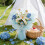 Handmade Crochet Blue Flowers Bouquet Artificial 1 Piece 1