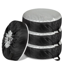 Car SUV Tire Cover Set Silver Black 4PCS 13-20inch