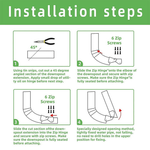 Gutter Extension Hinge Flip-Up Downspout 4PCS 1
