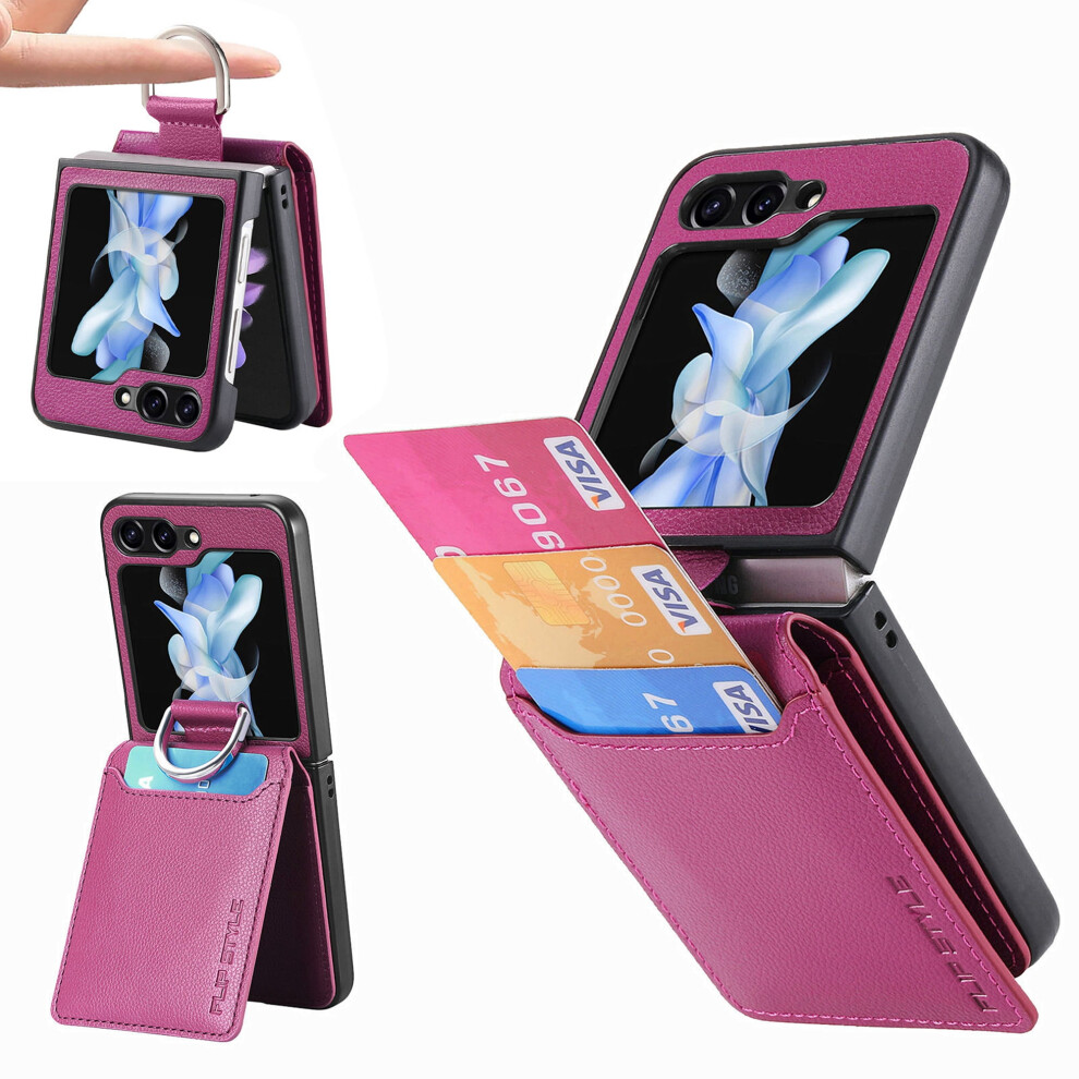 Leather Wallet Case For Samsung Galaxy Z Flip 5 Â Purple 9087558885823