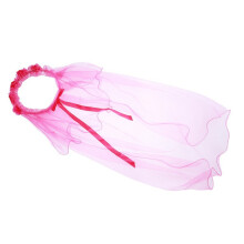 Flower Girl Hair Wreath with Lace Headband and Long Veil