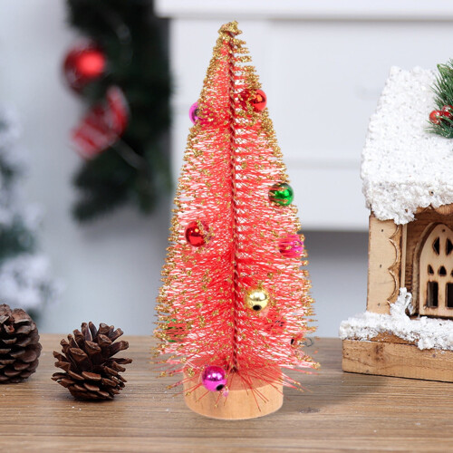 Red Plastic Christmas Trees Tabletop Decor 10pc
