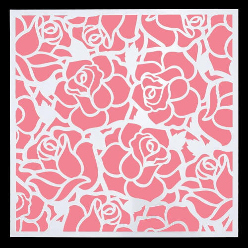 Rose Stencil Set Reusable Plastic 2 pcs 6x6 inch