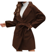 Dames trenchcoat van dubbelzijdig wol met overslagdesign en