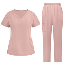 Women's short sleeve scrub set pink jogger pants and top