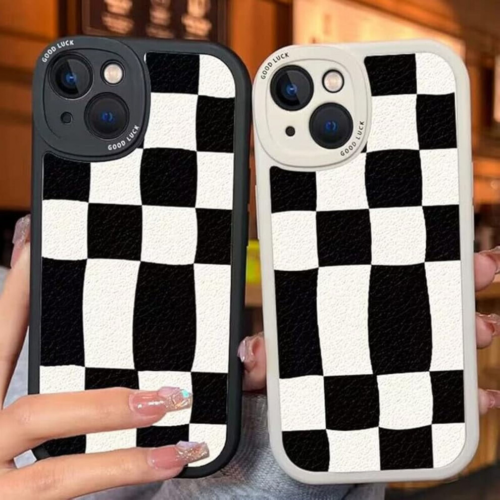 Iphone 14 Case Retro Grid Plaid Design 1 Piece White 9122141735236