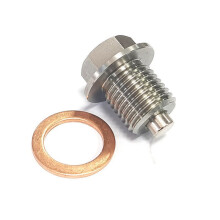 2 Set M14x1.5 Magnetic Stainless Steel Oil Pan Drain Nut Bolt with Copper Crush Washer Anti Leakage for Cars,Motorcycles