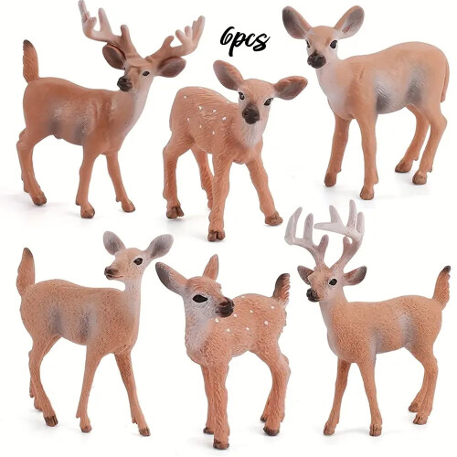 Wild Animal Toy Set White-Tailed Deer 6 pcs