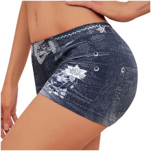 Women's Faux Denim Shorts Stretchy Butt-Lifting Plus Size