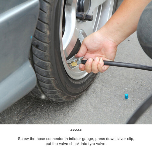 Portable Air Pump Hose with Quick Tire Inflator Set 2