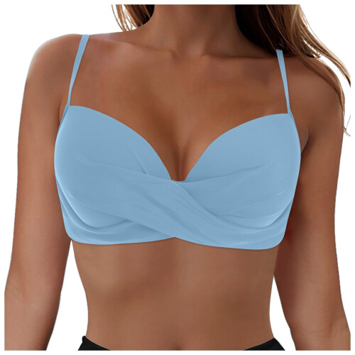 Top de bikini triangular tipo halter para mujer, acolchado, liso.